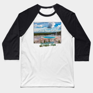 Wyoming State Outline (Yellowstone National Park) Baseball T-Shirt